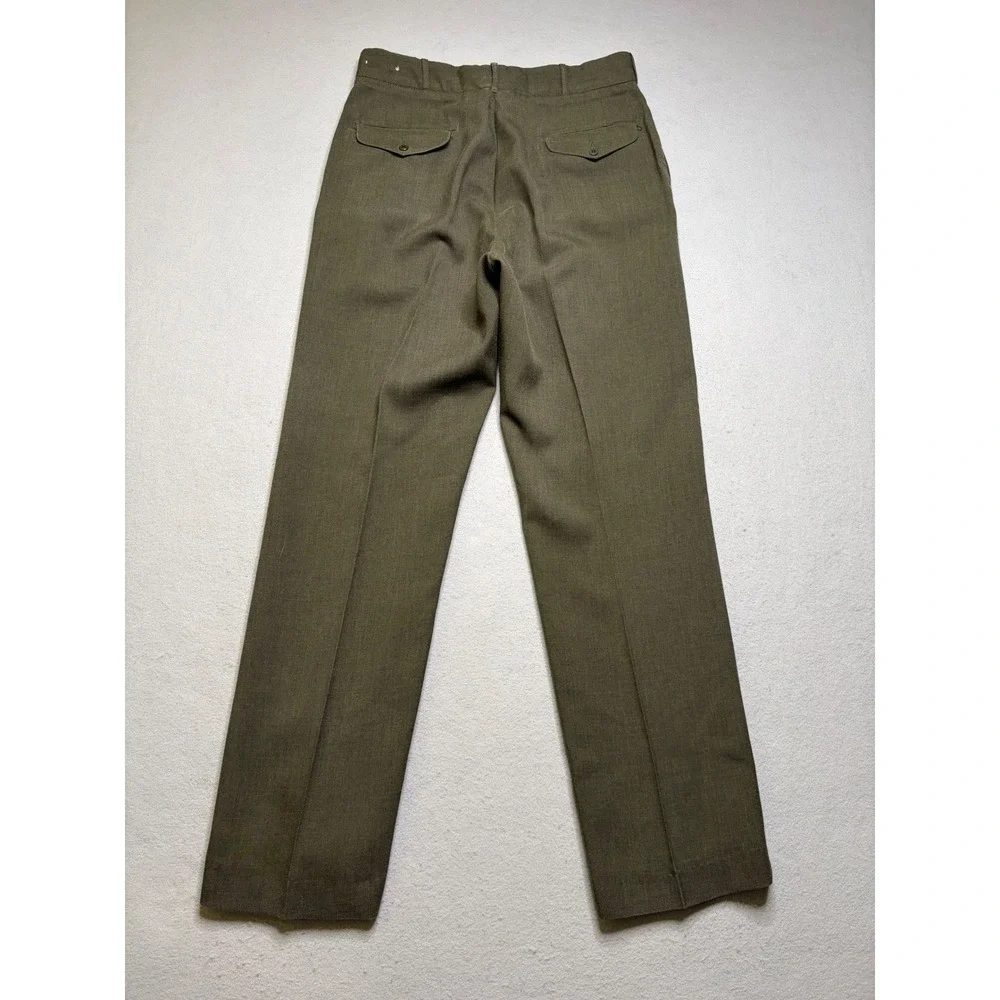 Vintage Military Trousers Mens 32X32‎ Olive Green 70s Durable Press Workwear
